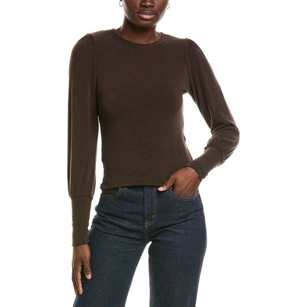 Michael Stars Womens Fonda Puff Sleeve Top, Brown